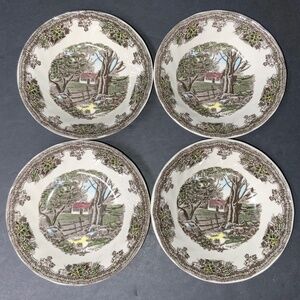 Set of 4, Johnson Brothers Friendly Village 5 Inch Berry Bowls - Green Mark
